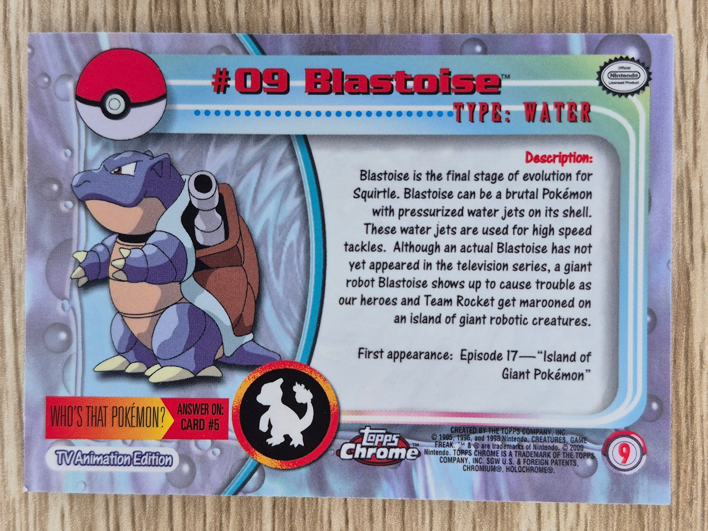 2000 Pokemon Topps Chrome Blastoise Holo #9 Red Label LP