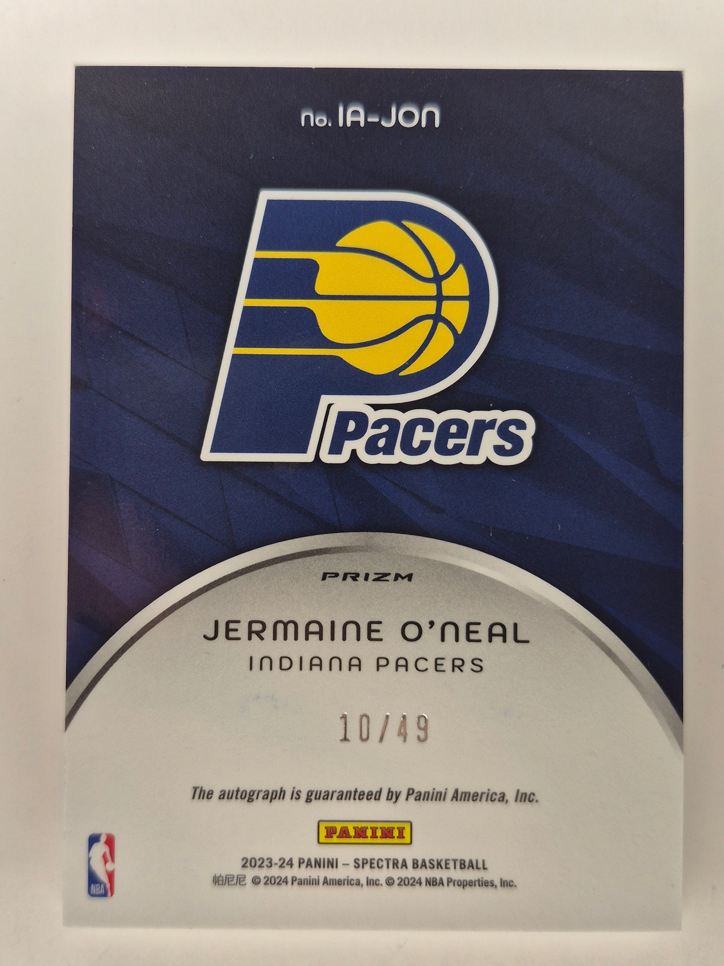 2023-24 Panini Spectra Basketball IA-JON ICONS Jermaine O'neal Auto 10/49