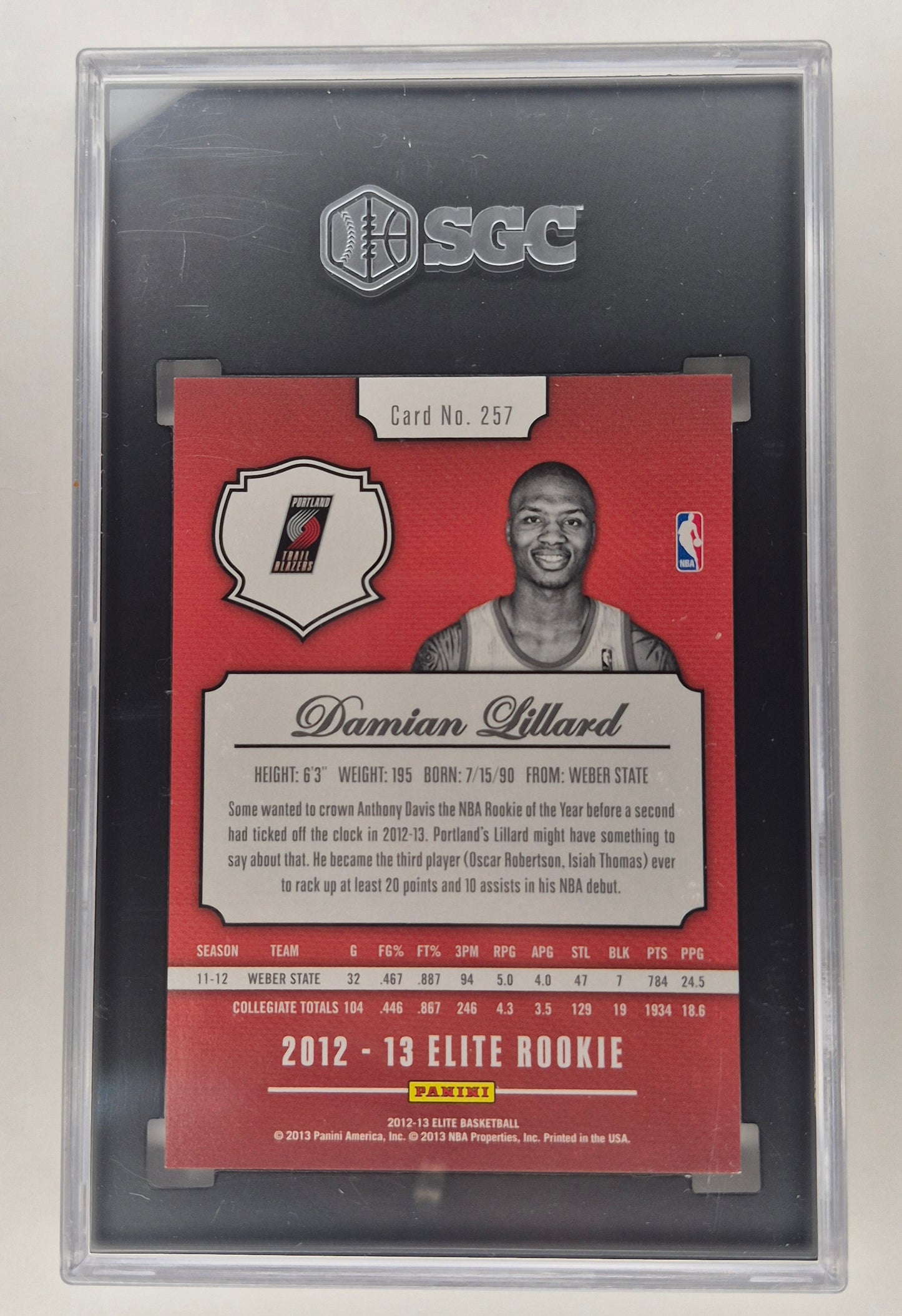 Damian Lillard 2012 Panini Elite#257 Elite Rookie #032/599 SGC 10 GEM MT
