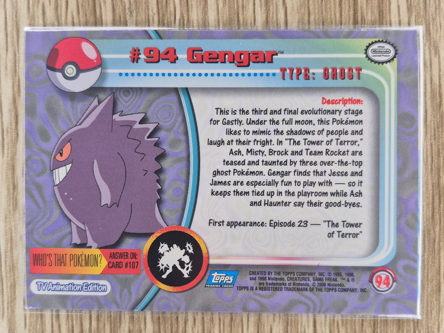 2000 Topps Pokémon Blue Label #94 Gengar Holo MP