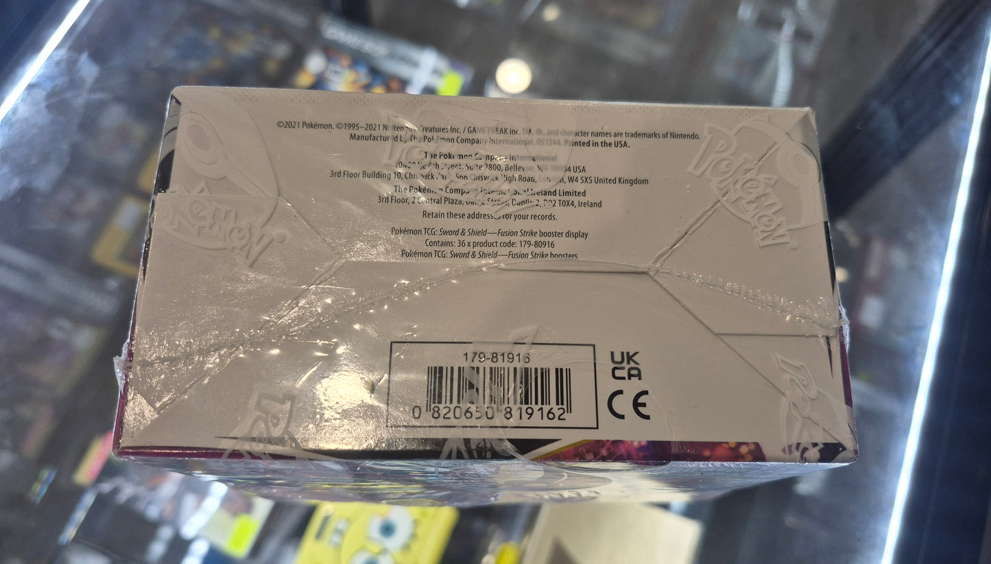 Pokemon SWSH Fusion Strike Sealed Booster Box in Desacne Clear Protector