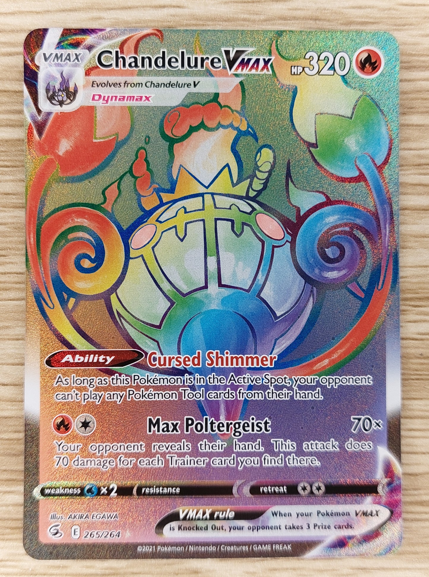 2021 Pokemon Chandelure Vmax Secret Rare Fusion Strike 265/264