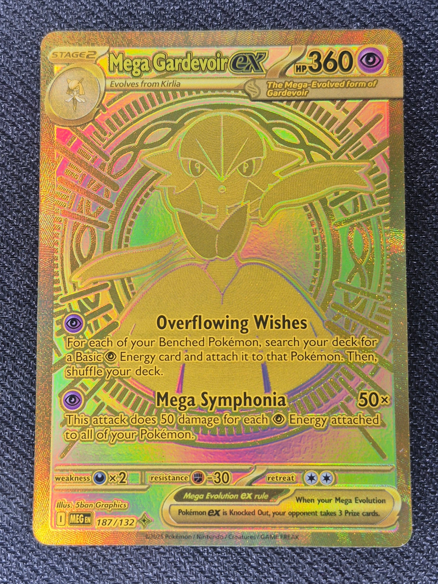 Mega Gardevoir Ex Gold 187/132 Secret Rare Pokemon Mega Evolution
