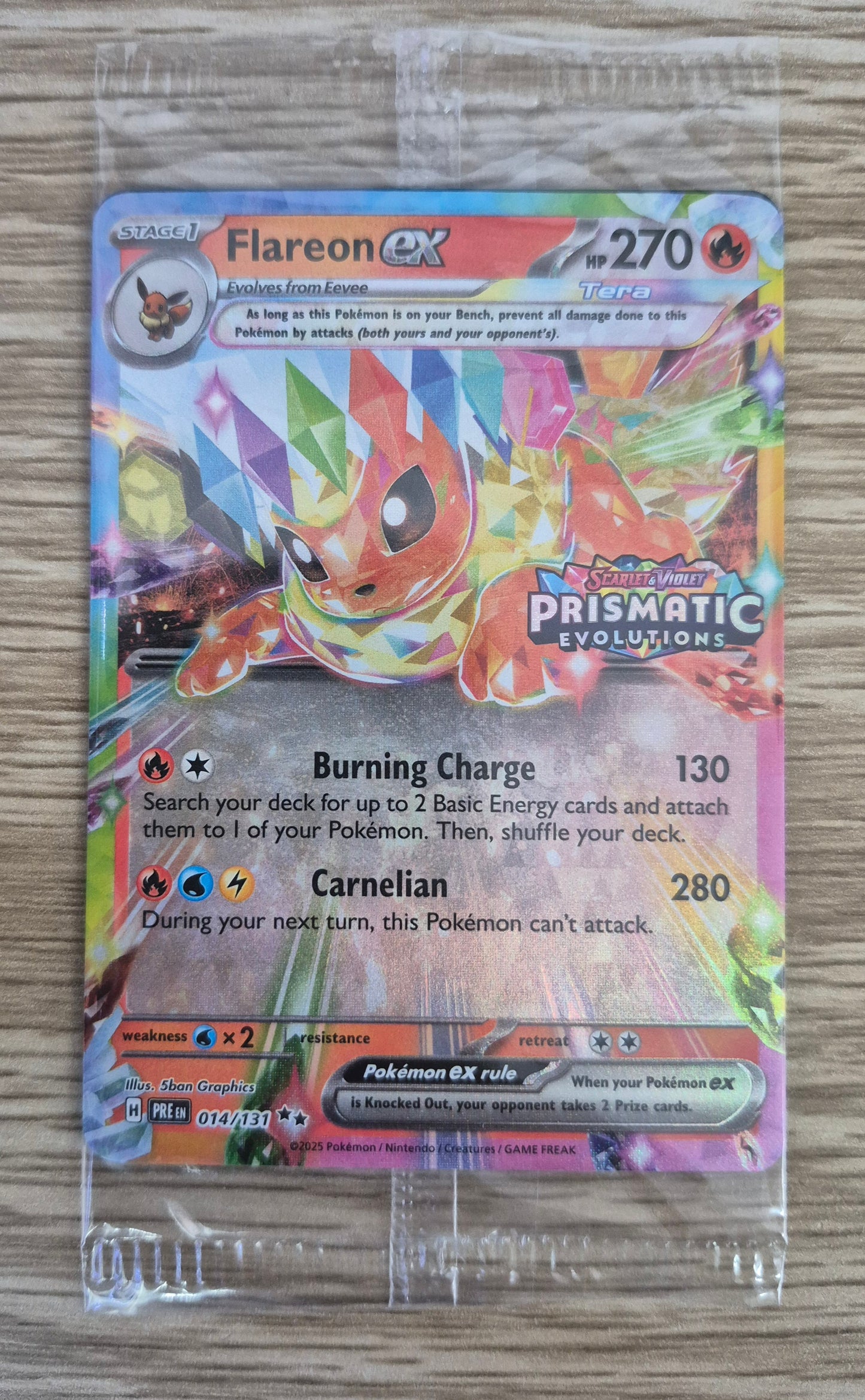 Pokemon Prismatic Evolutions Flareon EX Stamped Promo(Sealed) 014/131