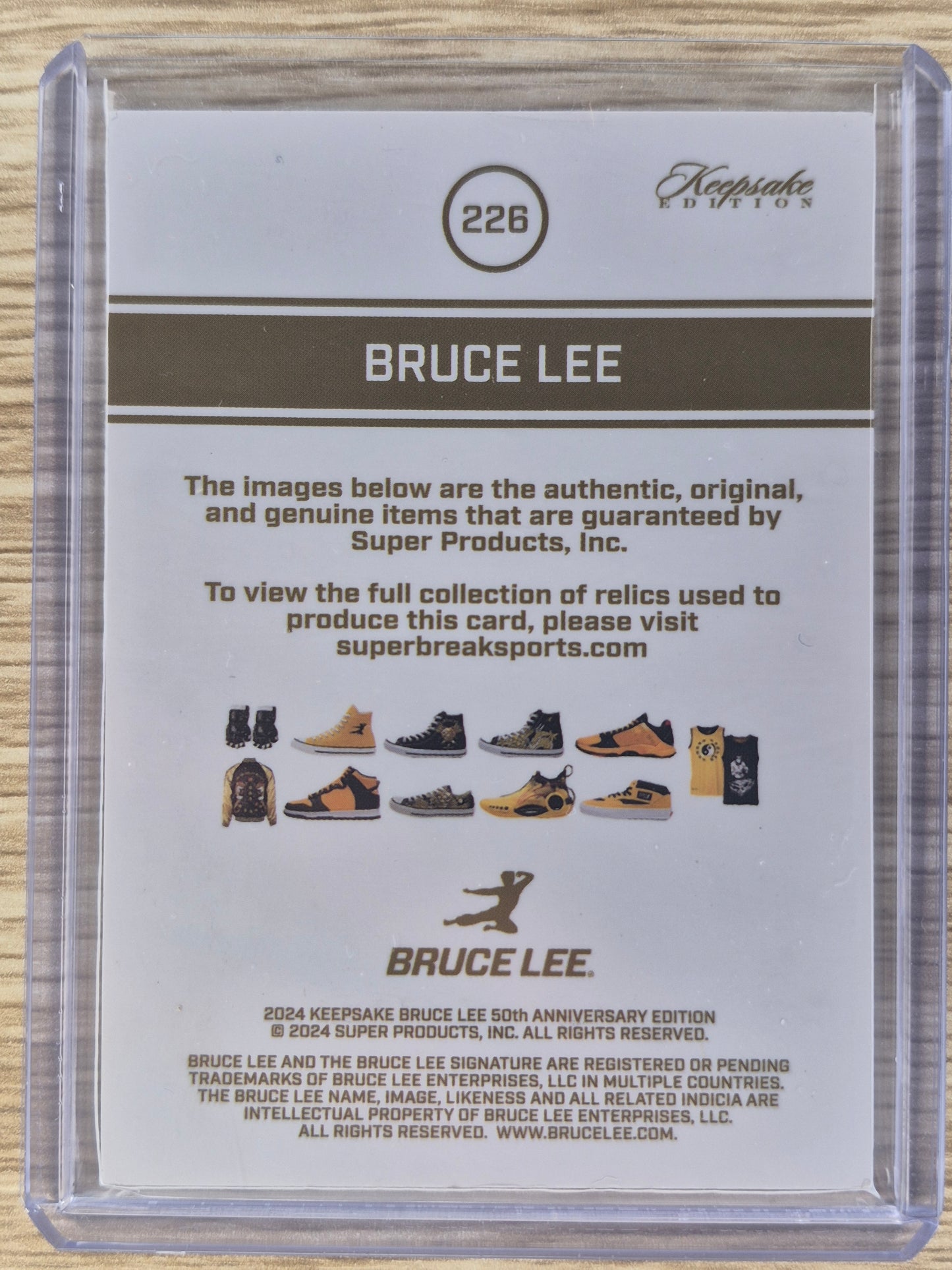 Keepsake Kaleidoscope Edition Bruce Lee Collection 50th Anniversary Bruce Lee Authentic Dragon Relic Card 226