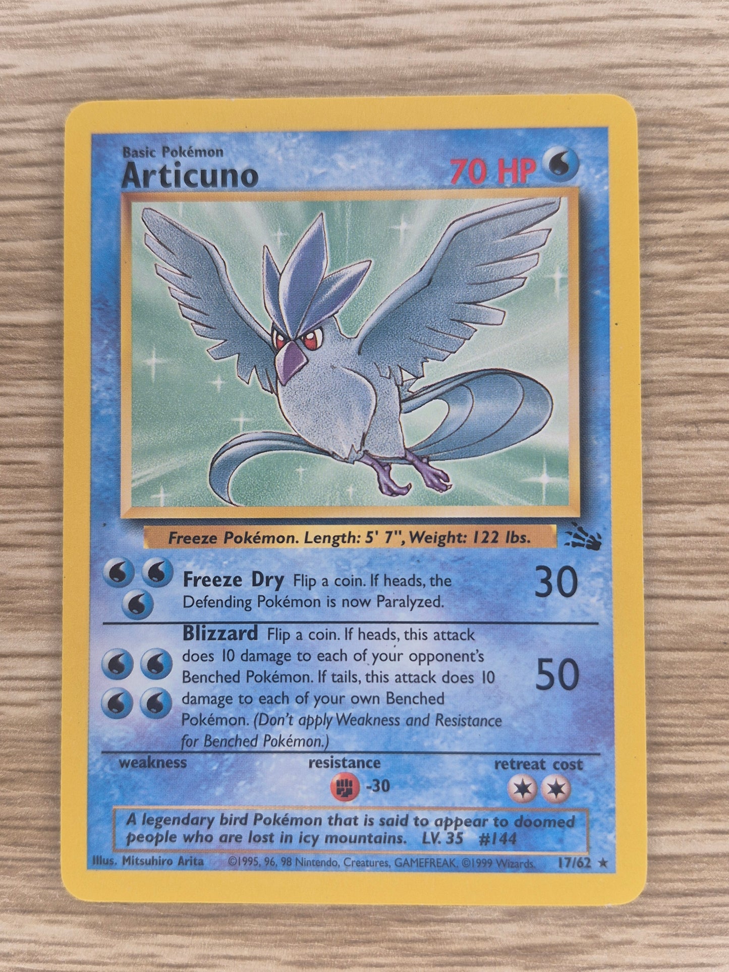 1999 Pokémon Fossil 17/62 Articuno Non-Holo MP