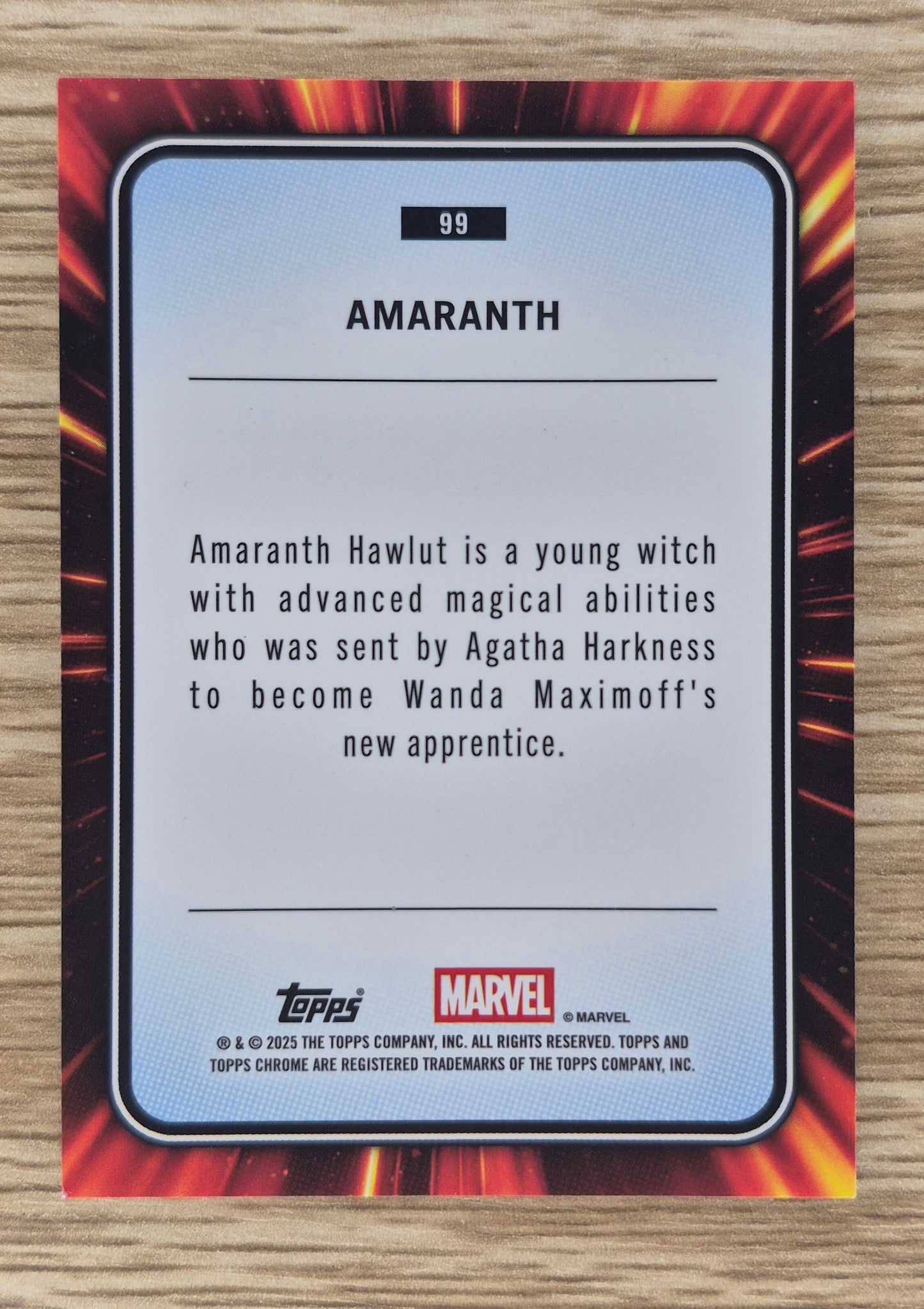 Marvel Topps Chrome 2025 Yellow Lava 1st Appearance Amaranth #99