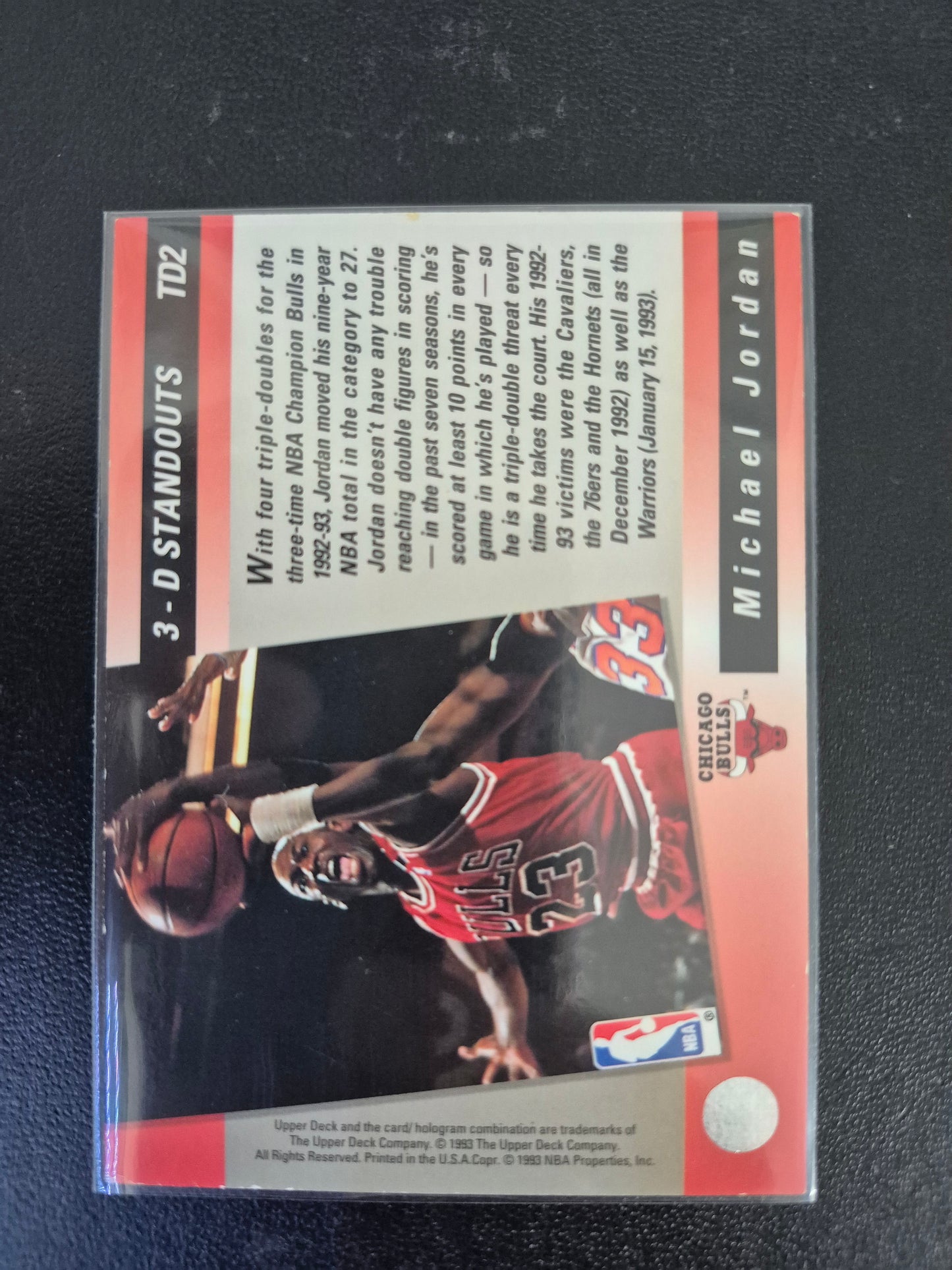 1993 Upper Deck 3-D Standouts Michael Jordan Triple Double TD2 NR/MT