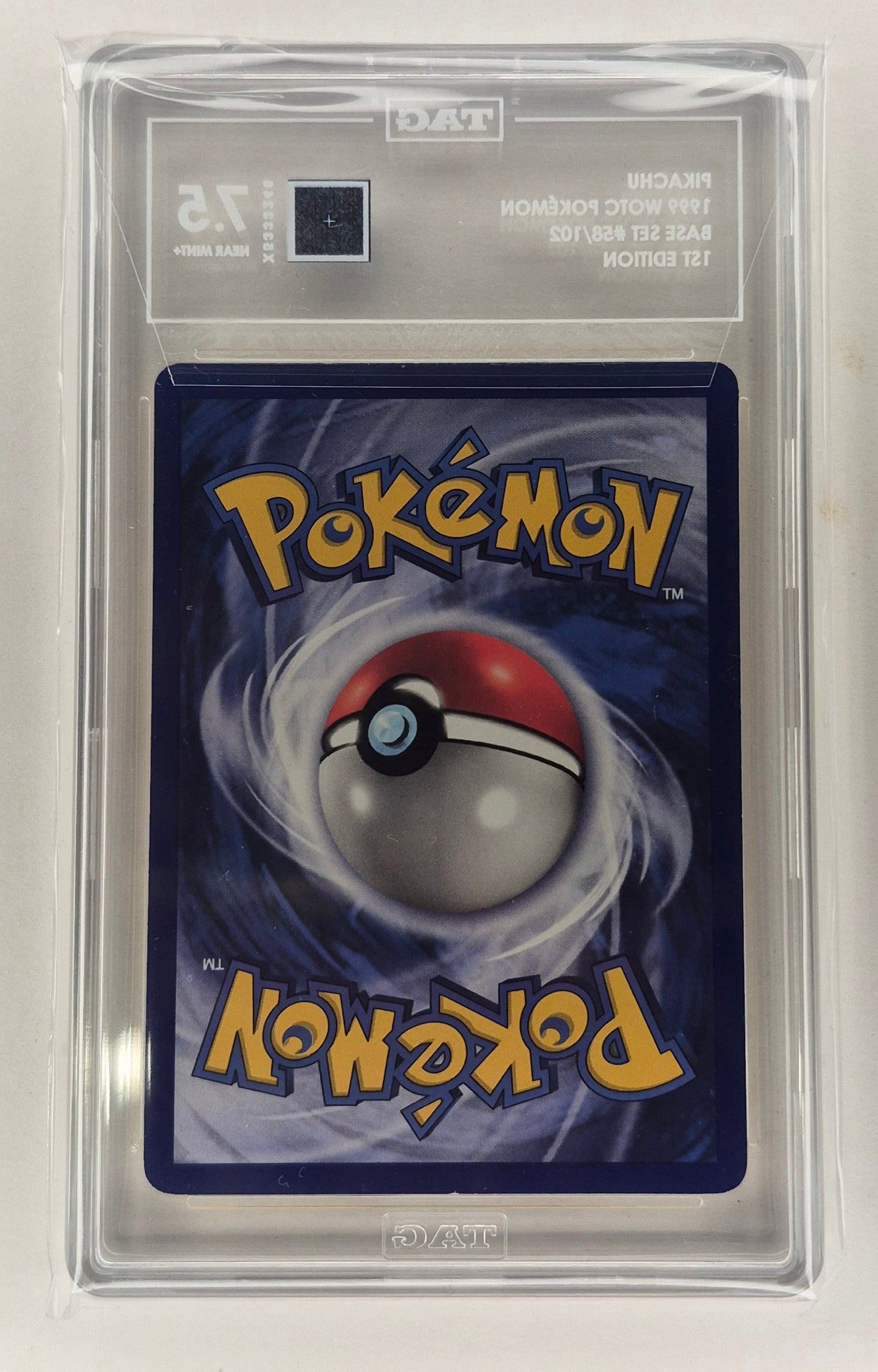 1999 WOTC Pokemon 58/102 Pikachu 1st edition Shadowless TAG 7.5 NM