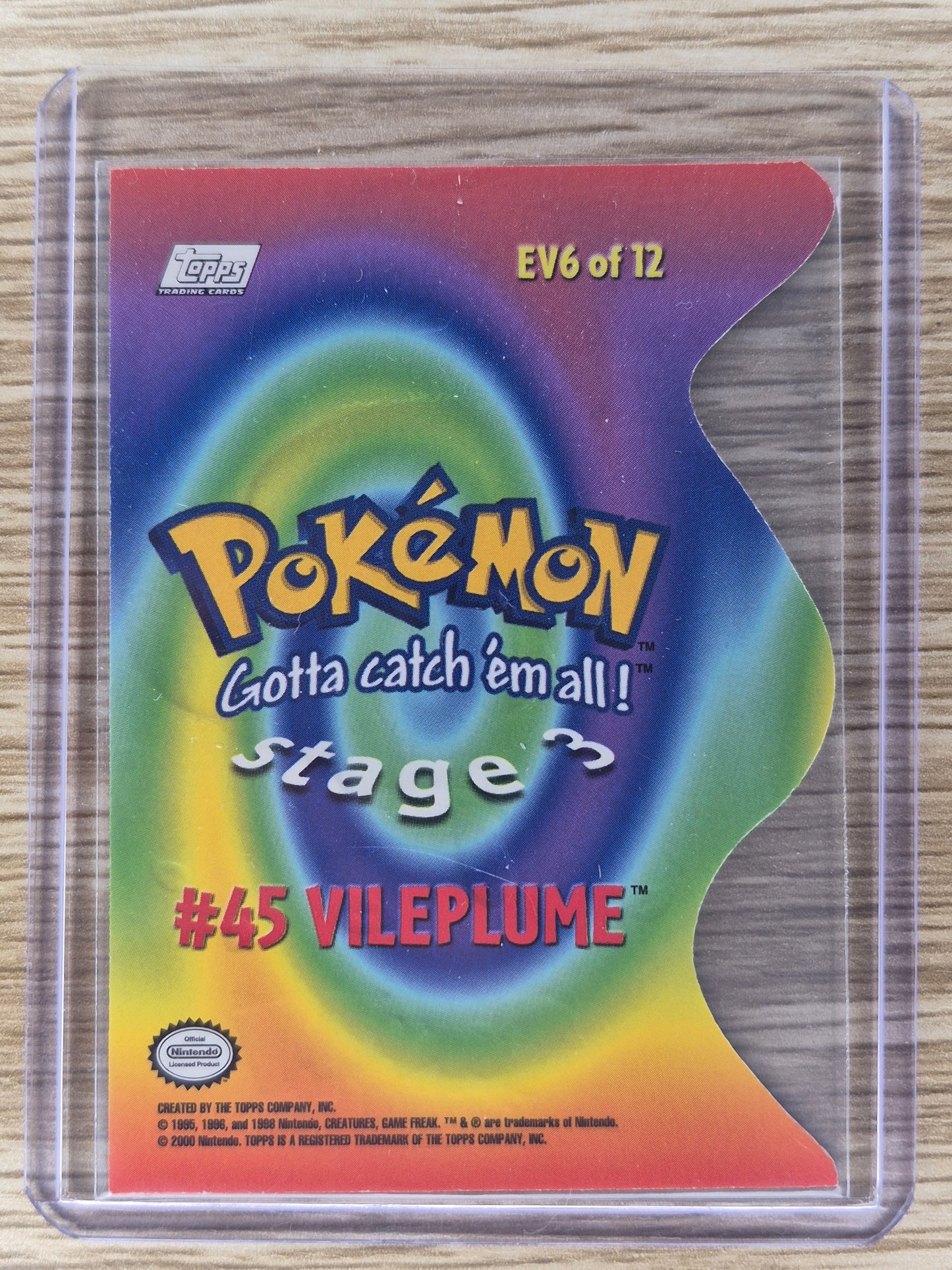 1998 topps pokemon EV6 of 12 #45 Vileplume Die-cut Card Excellent Condition
