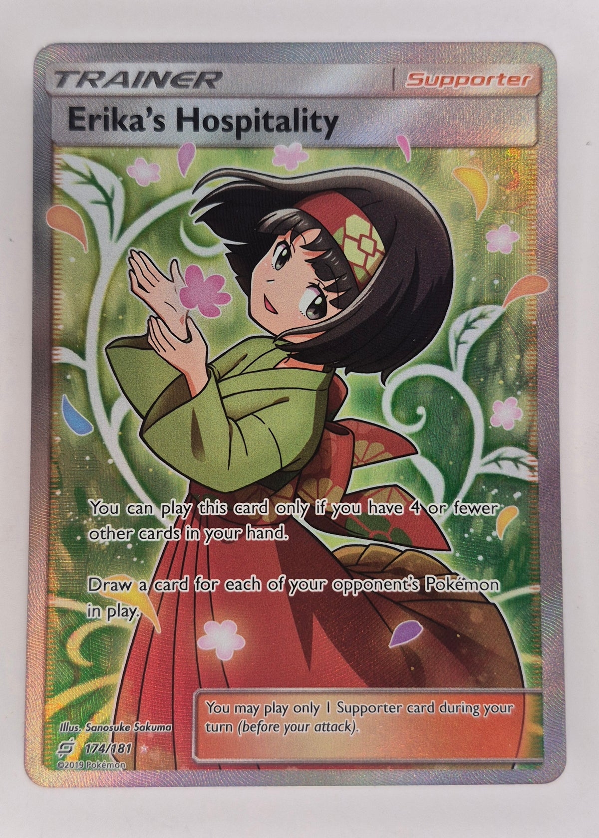 Erika's Hospitality 174/181 Full Art Holo Ultra Rare Trainer (SM Team Up)NM