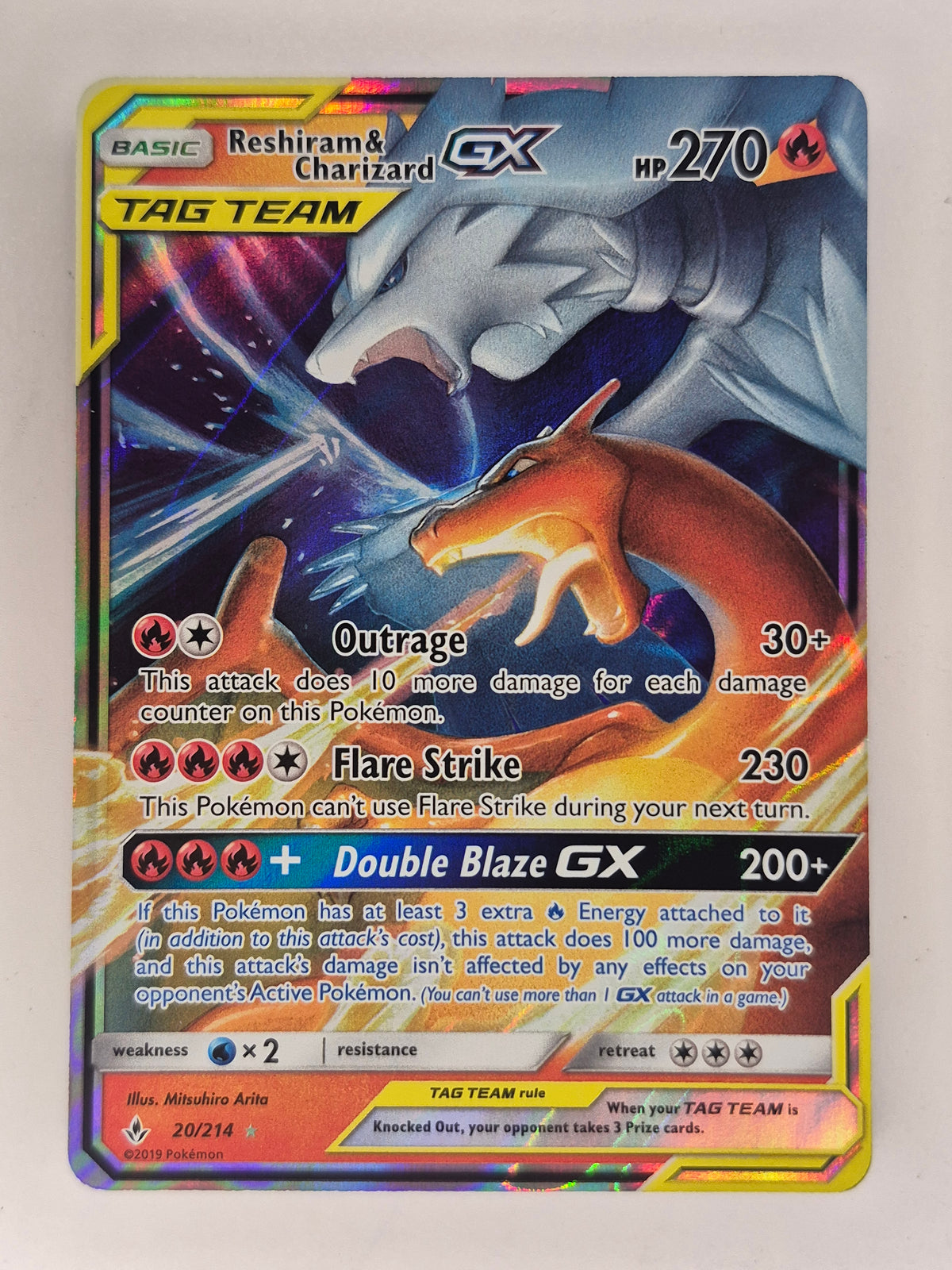 Pokémon TCG Reshiram & Charizard GX 20/214 Near Mint Condition