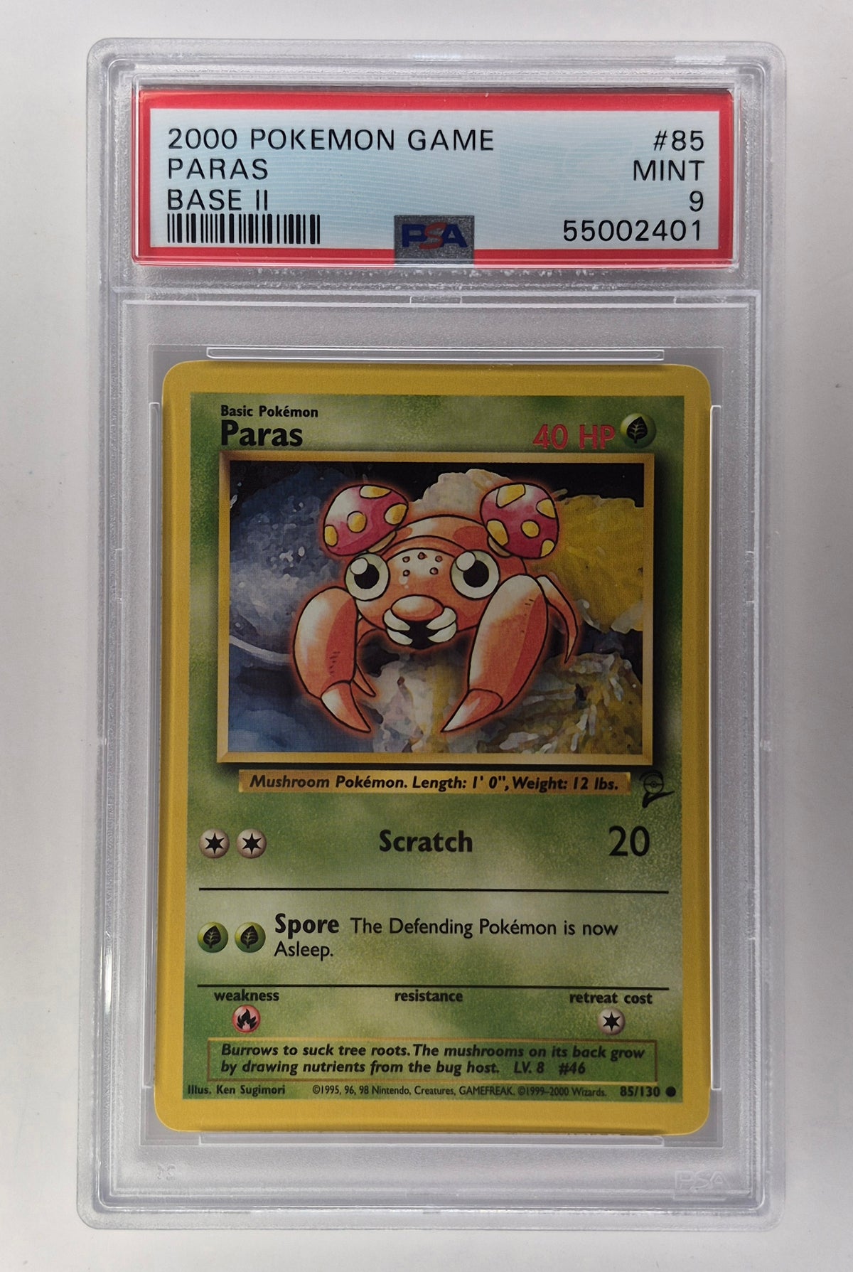 2000 Pokémon Base Set 2 Paras Non Holo 85/130 PSA 9