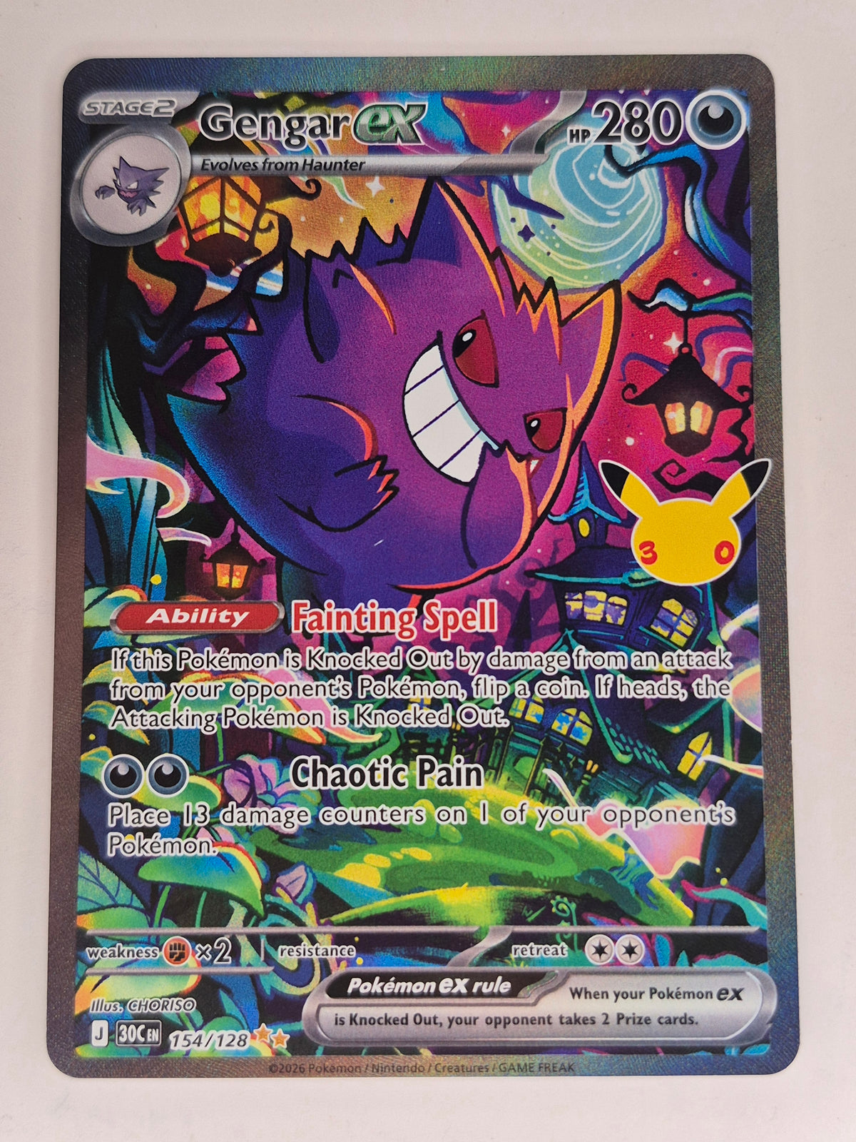2026 30th Celebration Pokemon TCG Gengar EX SIR 154/128 Full Art