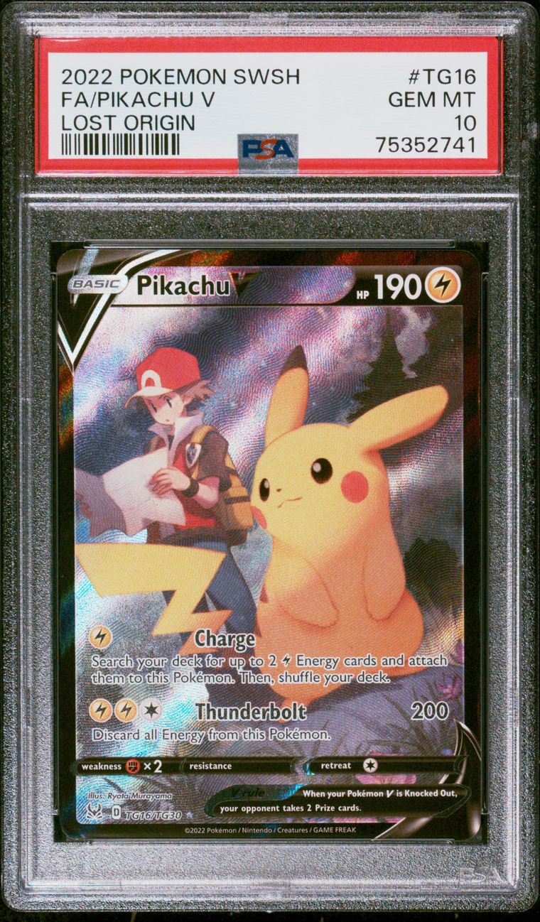 2022 Pokemon SWSH Lost Origin TG16/TG30 Pikachu V Full Art PSA 10