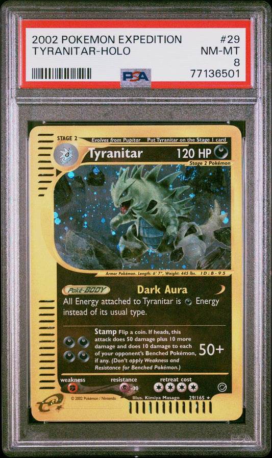 2002 Pokemon Expedition 29/165 Tyranitar Holo PSA 8