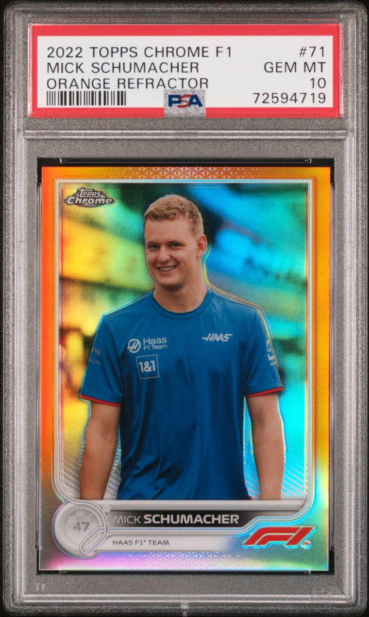 2022 Topps Chrome F1 Sapphire Edition #71 Mick Schumacher Orange 24/25  PSA 10