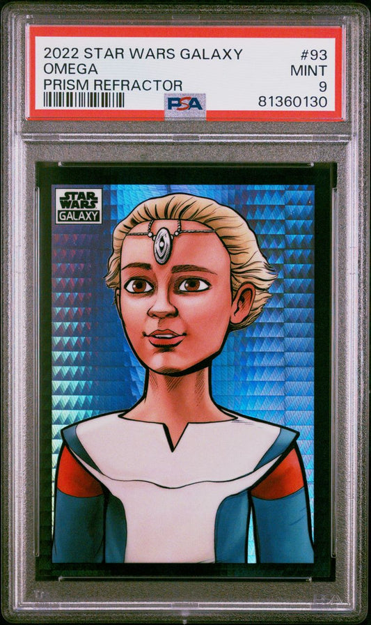 2022 Star Wars Galaxy #93 OMEGA Prism Refractor PSA 9