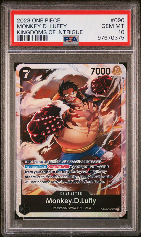 2023 One-Piece OP04-090SR Monkey D.Luffy Kingdom of Intrigue PSA 10