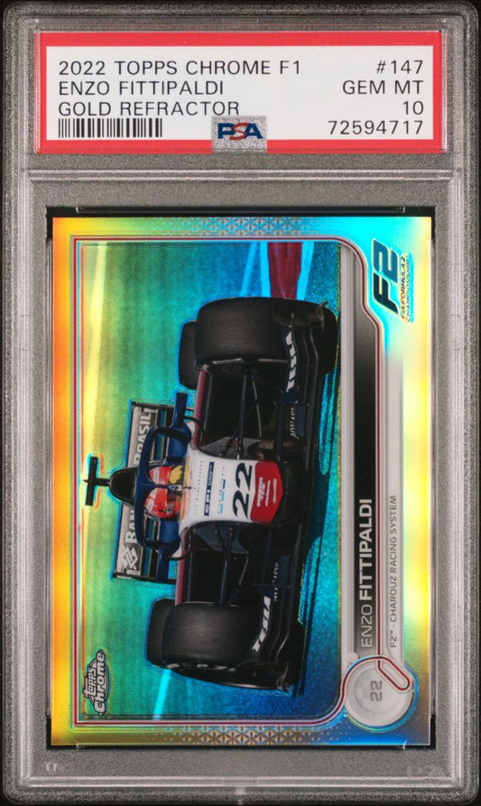 2022 Topps Chrome F1 #147 Enzo Fittipaldi Gold Refractor #/50 PSA 10 POP 1!