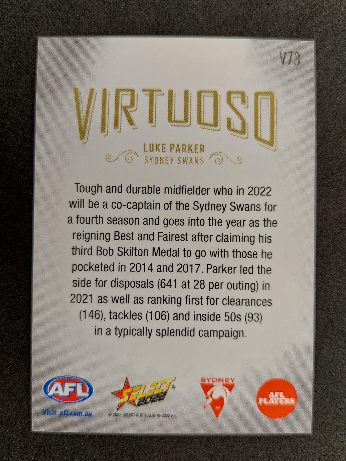 Luke Parker 2022 AFL Select
Virtuoso 41/70 (V73)