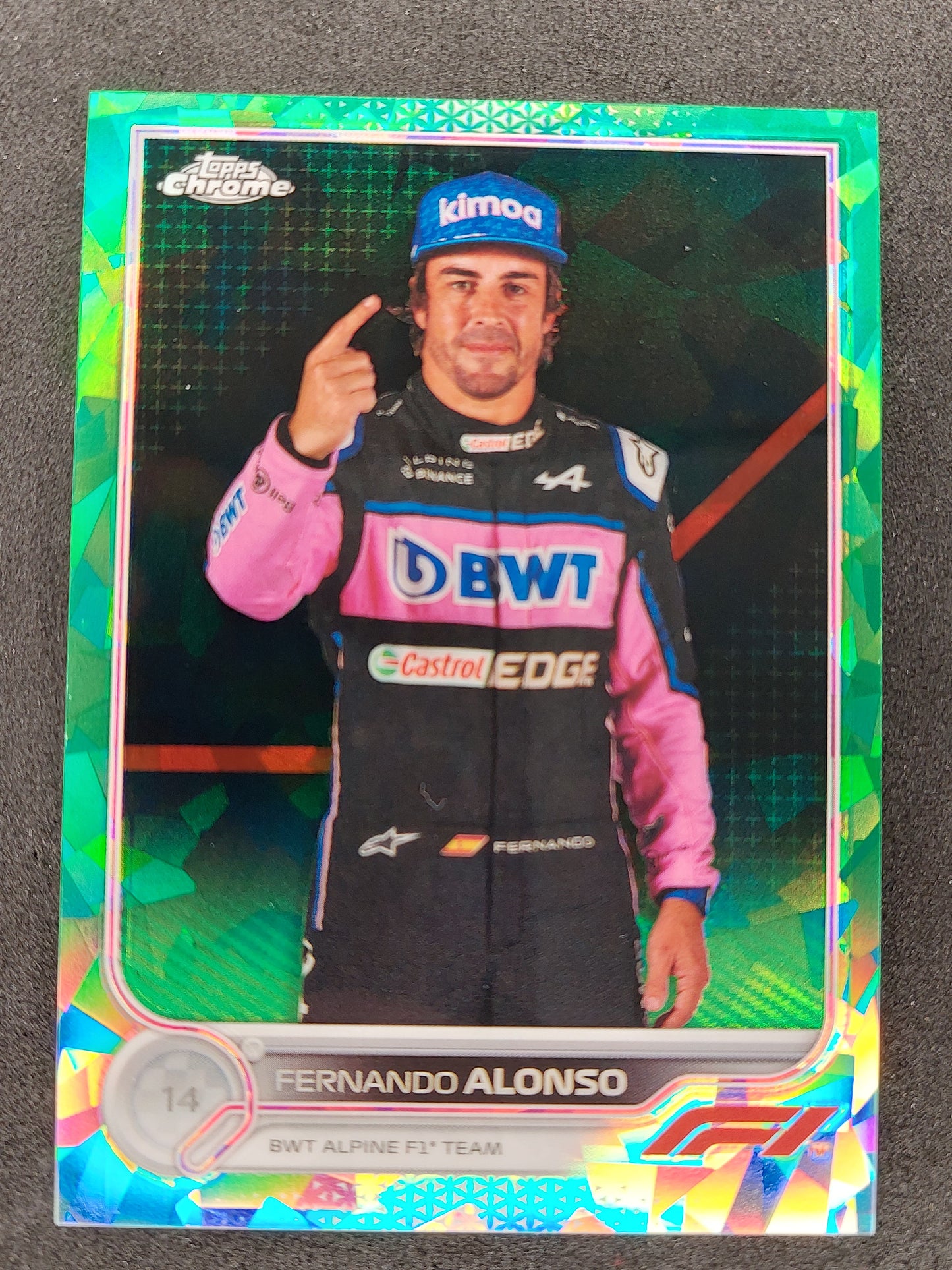 2022 Topps Chrome F1 Racing Sapphire Edition Green #13 Fernando Alonso 55/75