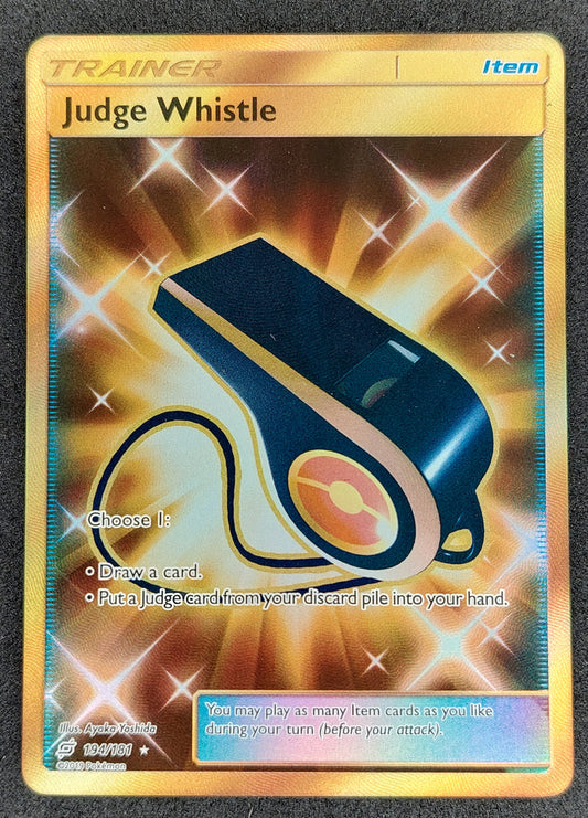 Pokemon Sun & Moon Team Up Trainer Gold Judge's Whistle Secret Rare 194/181