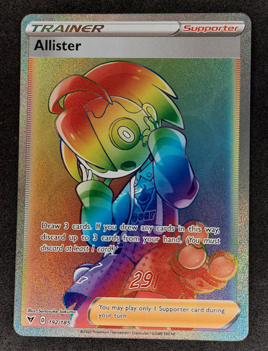 2020 Pokemon Vivid Voltage Trainer Allister Rainbow Secret Rare 192/185