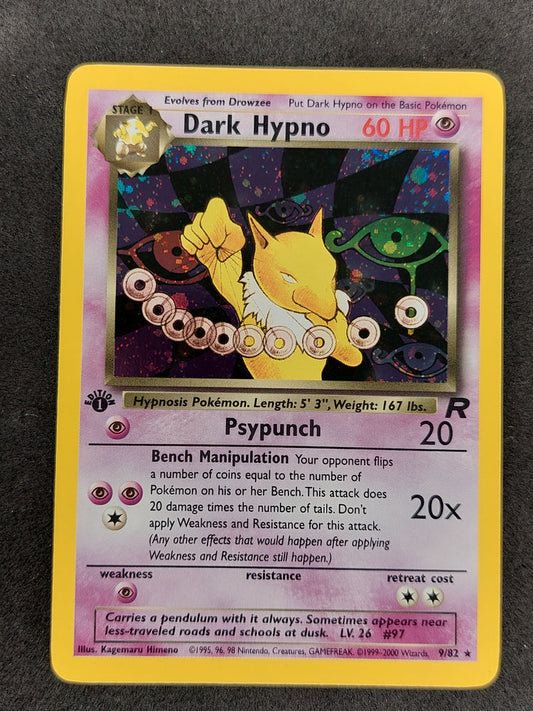 2000 Pokemon Team Rocket 9/82 Dark Hypno Holo 1st Edition