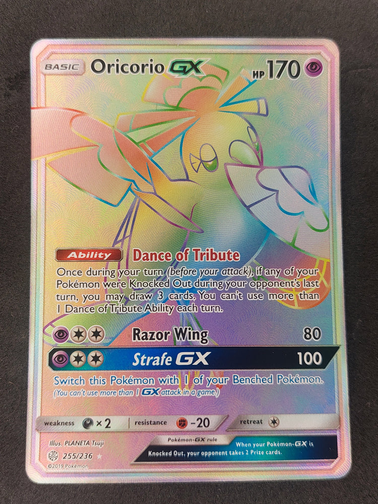 2019 Pokemon S & M Cosmic Eclipse 255/236 Oricorio GX Rainbow Secret Rare