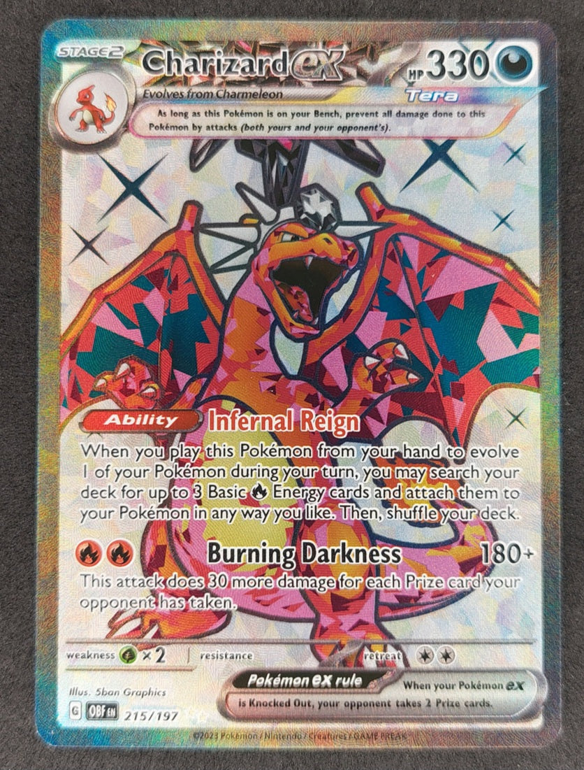 2023 Pokemon Obsidian Flames 215/197 Charizard EX Full Art Secret Rare