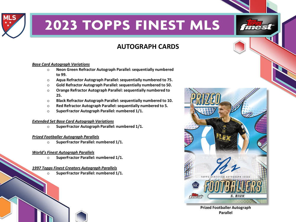 2023 Topps Finest MLS Major League Soccer Hobby Box