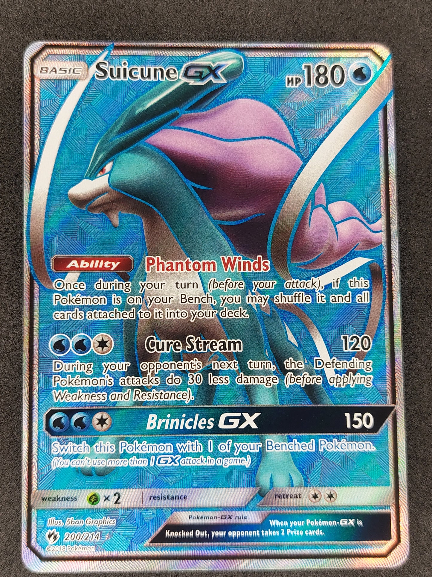 2018 Pokemon S&M Lost Thunder 200/214 Suicune GX Full Art