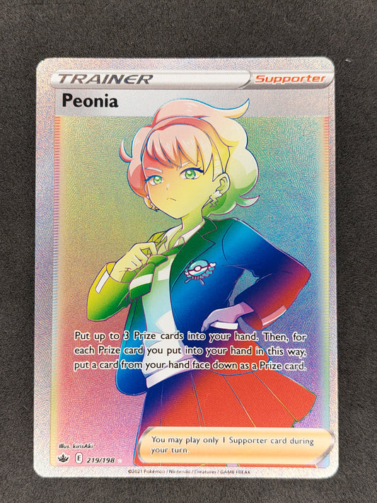 2021 Pokemon SWSH Chilling Reign 219/198 Trainer Peonia Rainbow Secret Rare