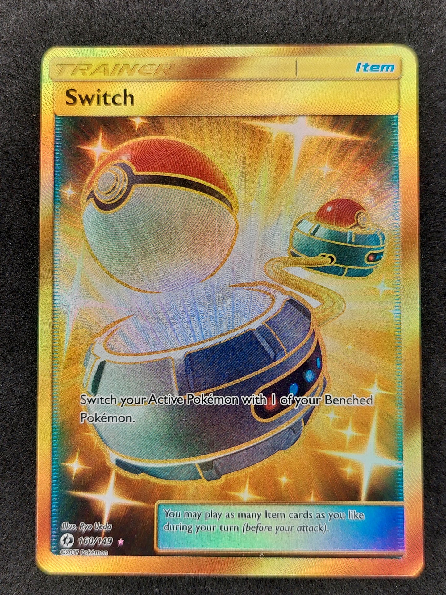 2017 Pokemon Sun & Moon Base Set 160/149 Trainer Switch Gold Secret Rare