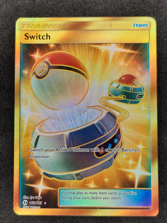 2017 Pokemon Sun & Moon Base Set 160/149 Trainer Switch Gold Secret Rare