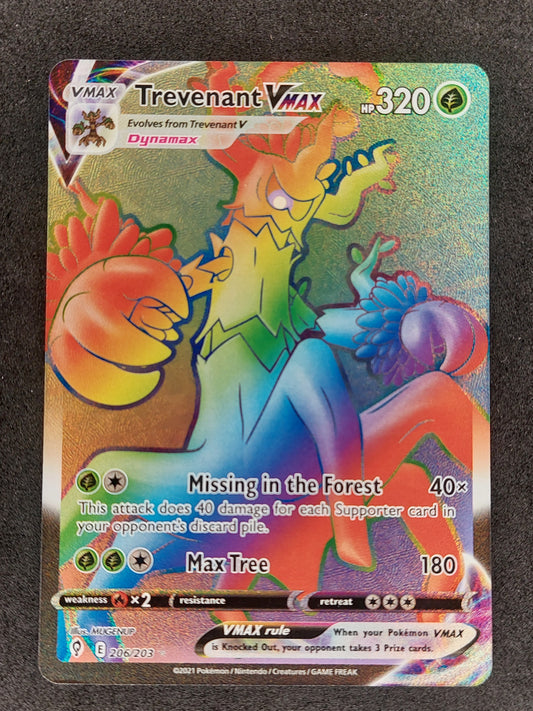 2021 Pokemon Evolving Skies 206/203 Trevenant Vmax Rainbow Secret Rare