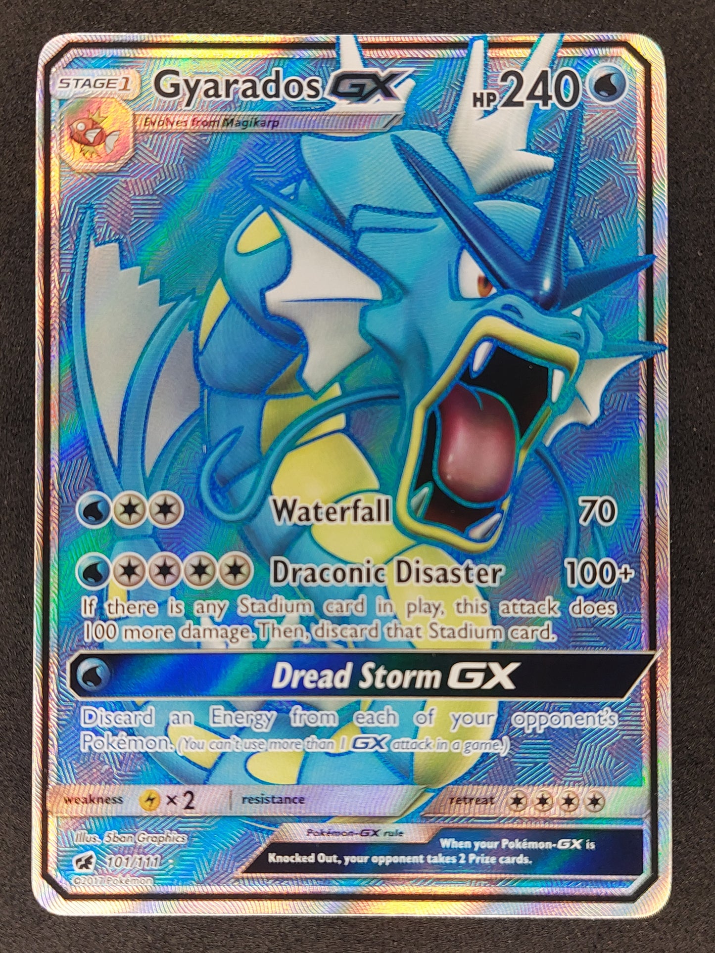 2017 Pokemon S&M Crimson Invasion 101/111 Gyarados GX Full Art