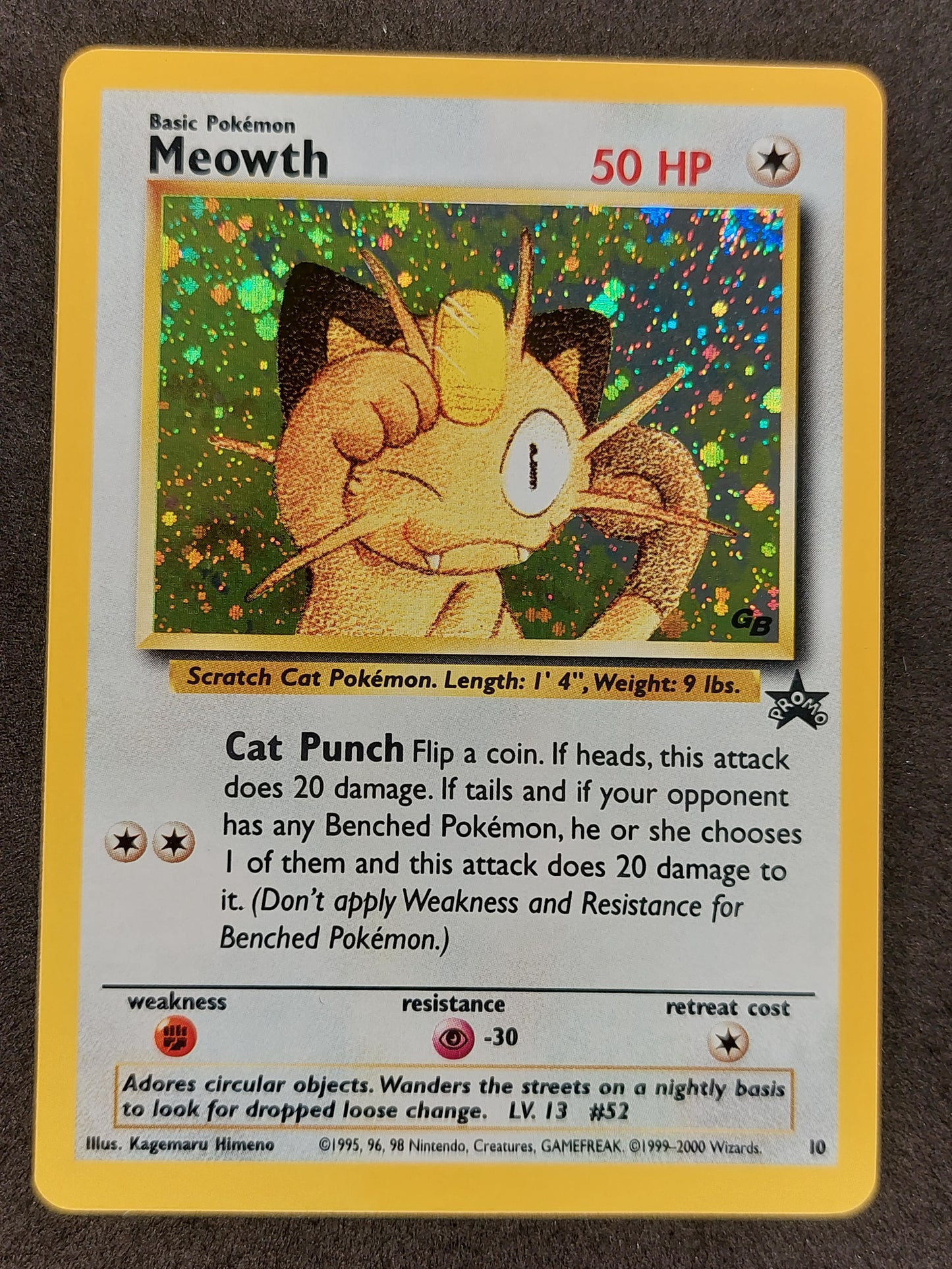 2000 Pokemon Meowth Game Boy Black Star Promo #10