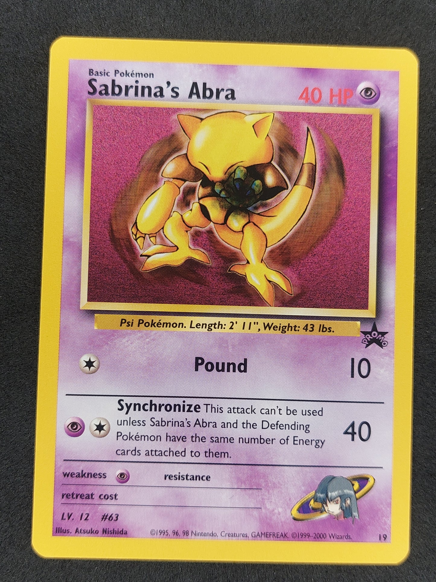 Sabrina's Abra Rare WOTC #19 Pokemon Black Star Promo NM