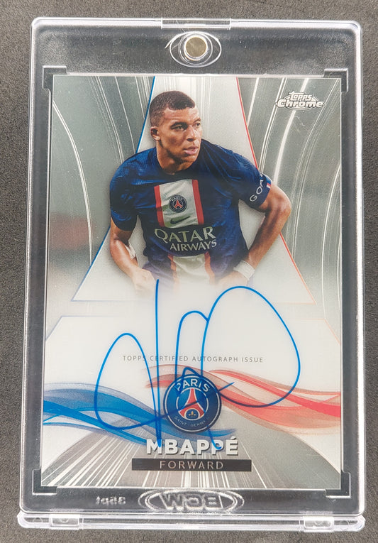 2022-23 Topps Chrome PSG Kylian Mbappe Refractor ON Card Auto 64/99