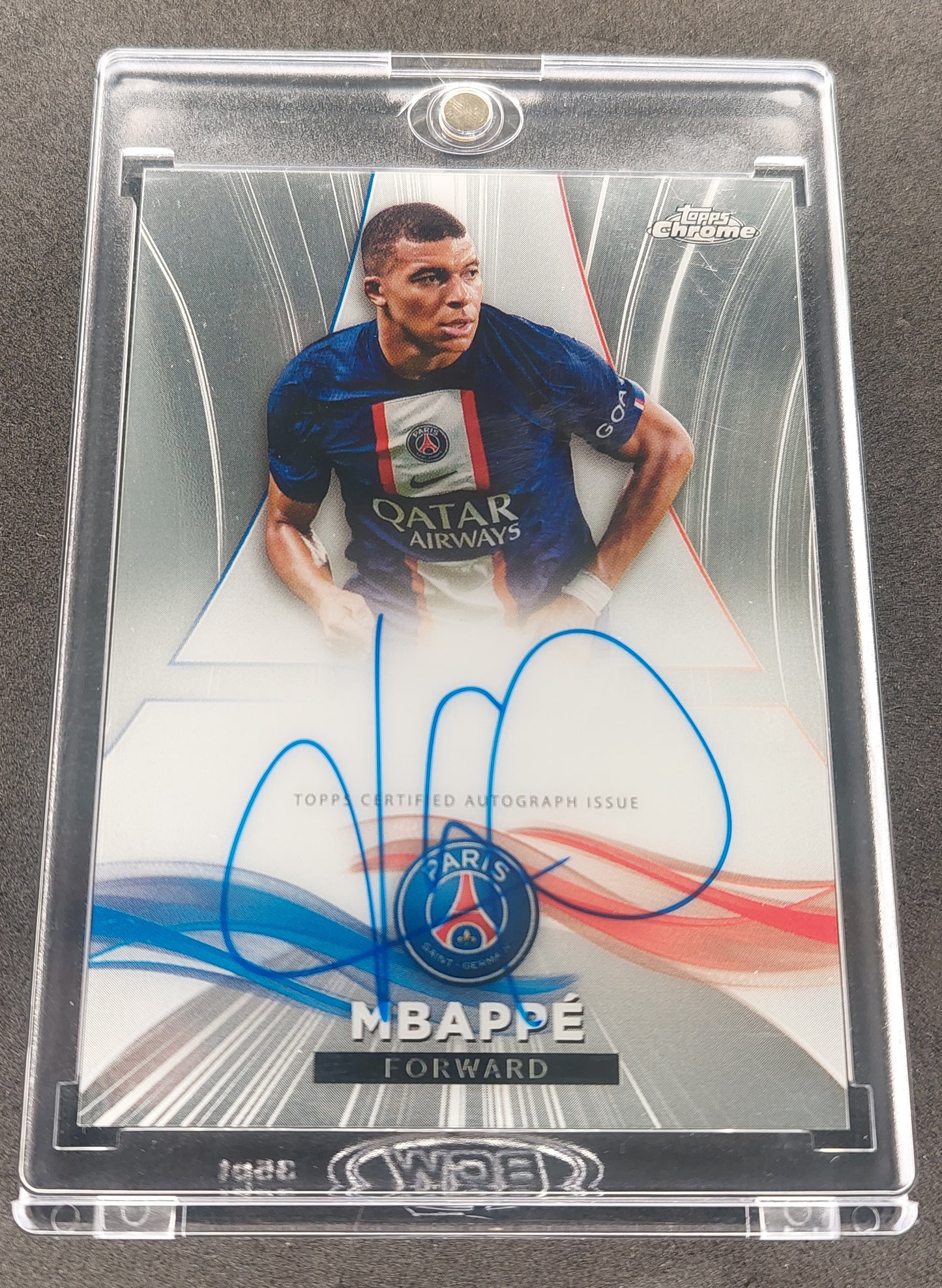 2022-23 Topps Chrome PSG Kylian Mbappe Refractor ON Card Auto 64/99