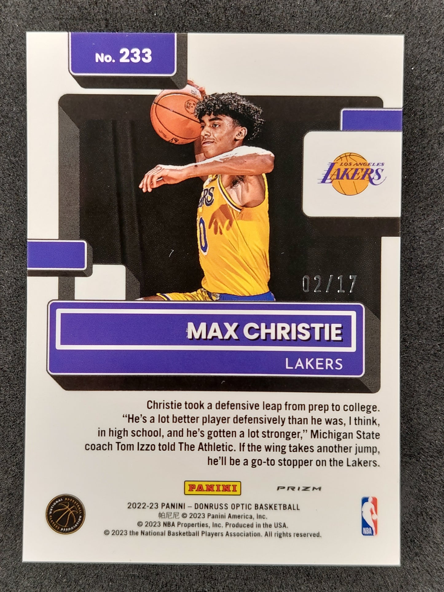 2022-23 Donruss Optic NBA #233 Max Christie Purple FOTL Rated Rookie 02/17