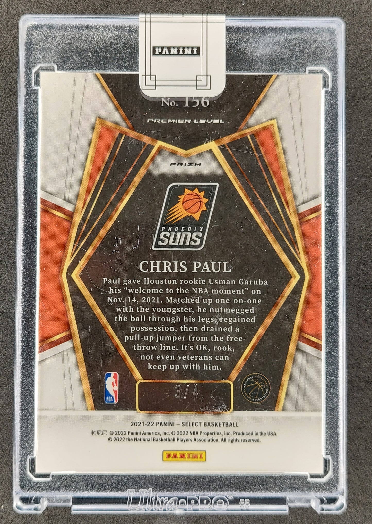 2021-22 PANINI SELECT NBA #156 CHRIS PAUL PREMIER LEVEL PINK 3/4