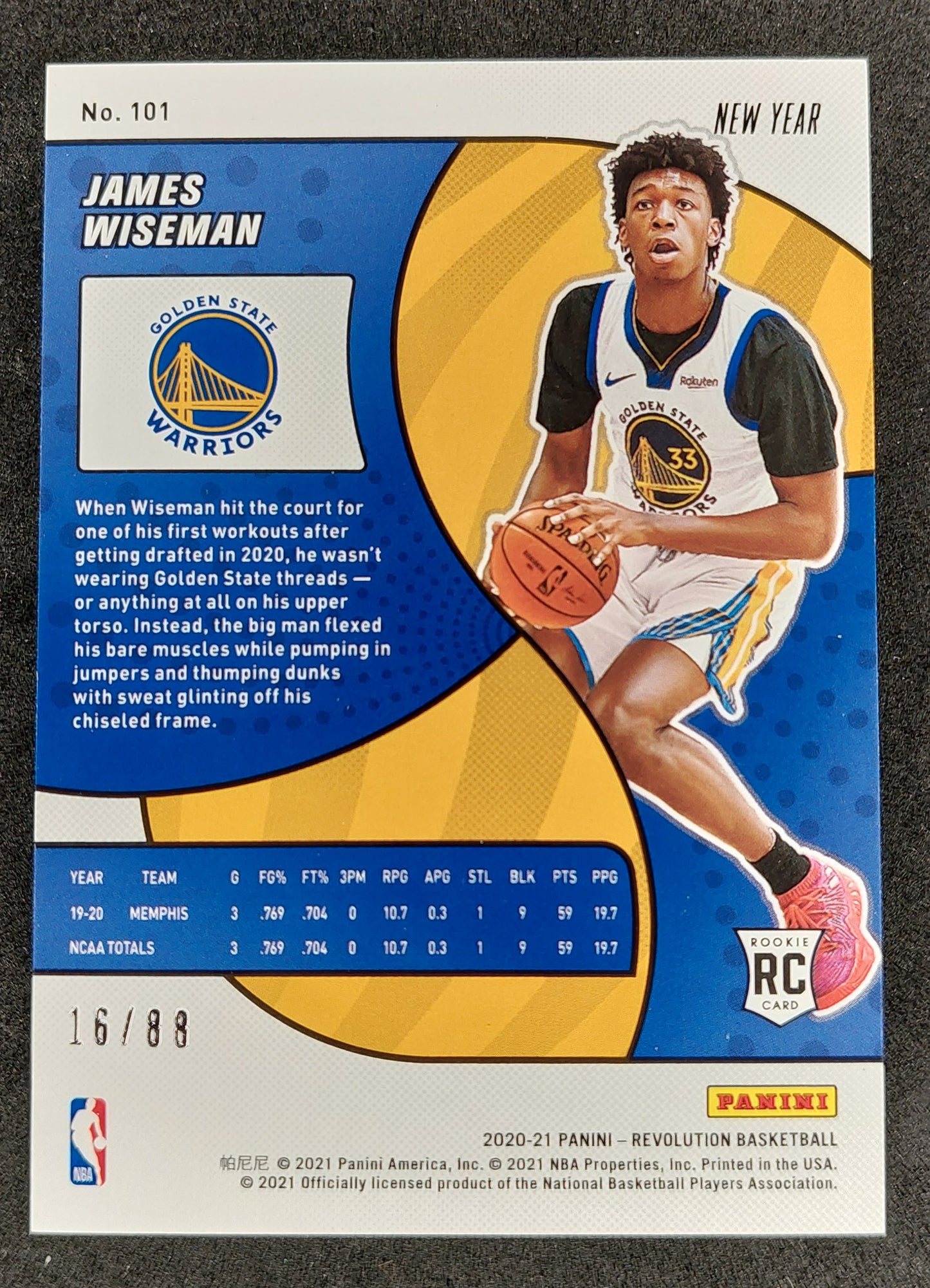 2020-21 Panini Revolution #101 James Wiseman RC 16/88 New Year