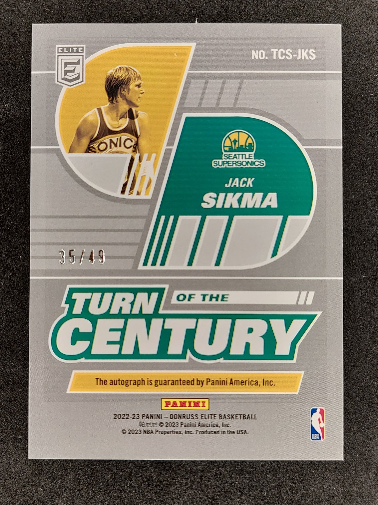 2022-23 Donruss Elite Turn of the Century TCS-JKS Jack Sikma Auto 35/49