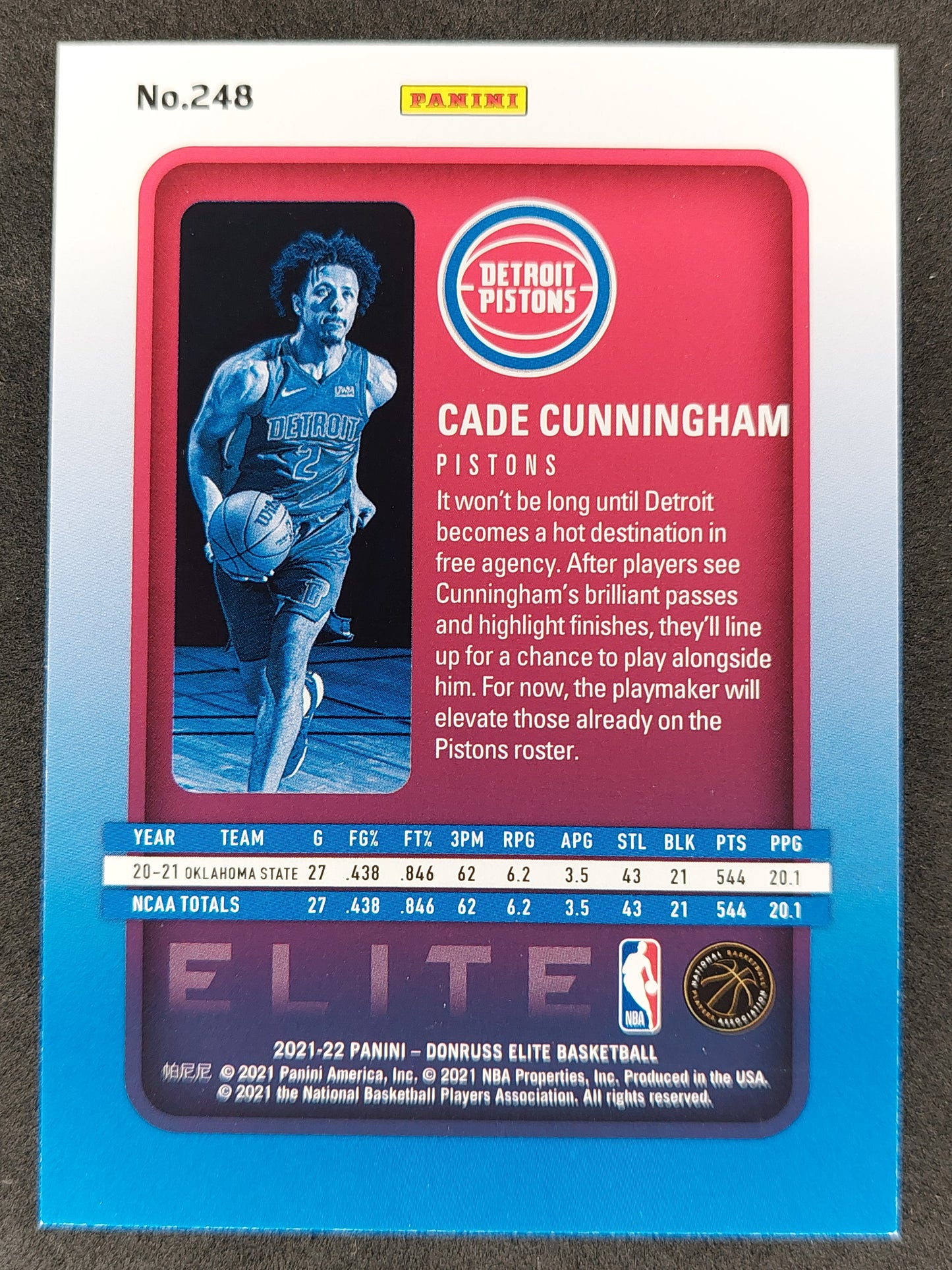 2021-22 Donruss Elite #248 Cade Cunningham RC 365/999