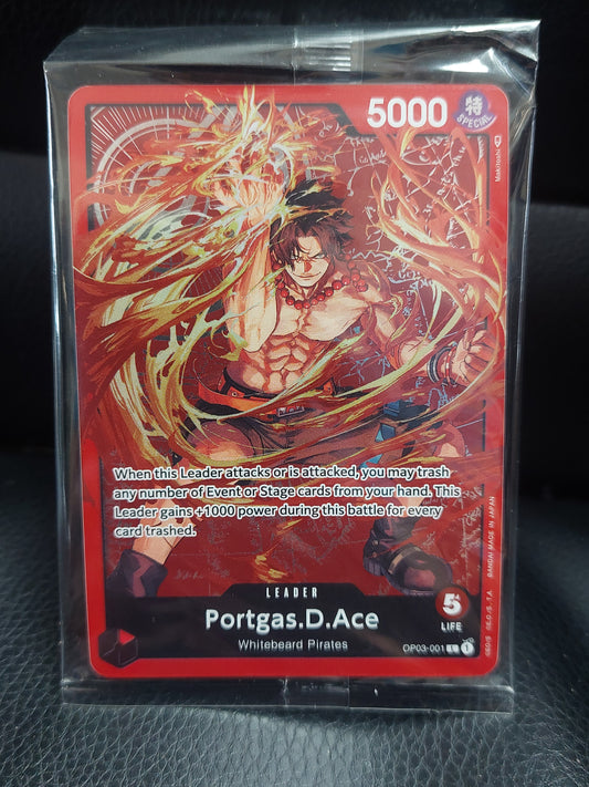 Portgas D Ace - OP03-001 L - Bandai Premium Alt Art Leader - One Piece Card Game