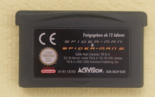 Nintendo Gameboy Advance Cart- Spider-Man & Spider-Man 2 - 2005 Tested