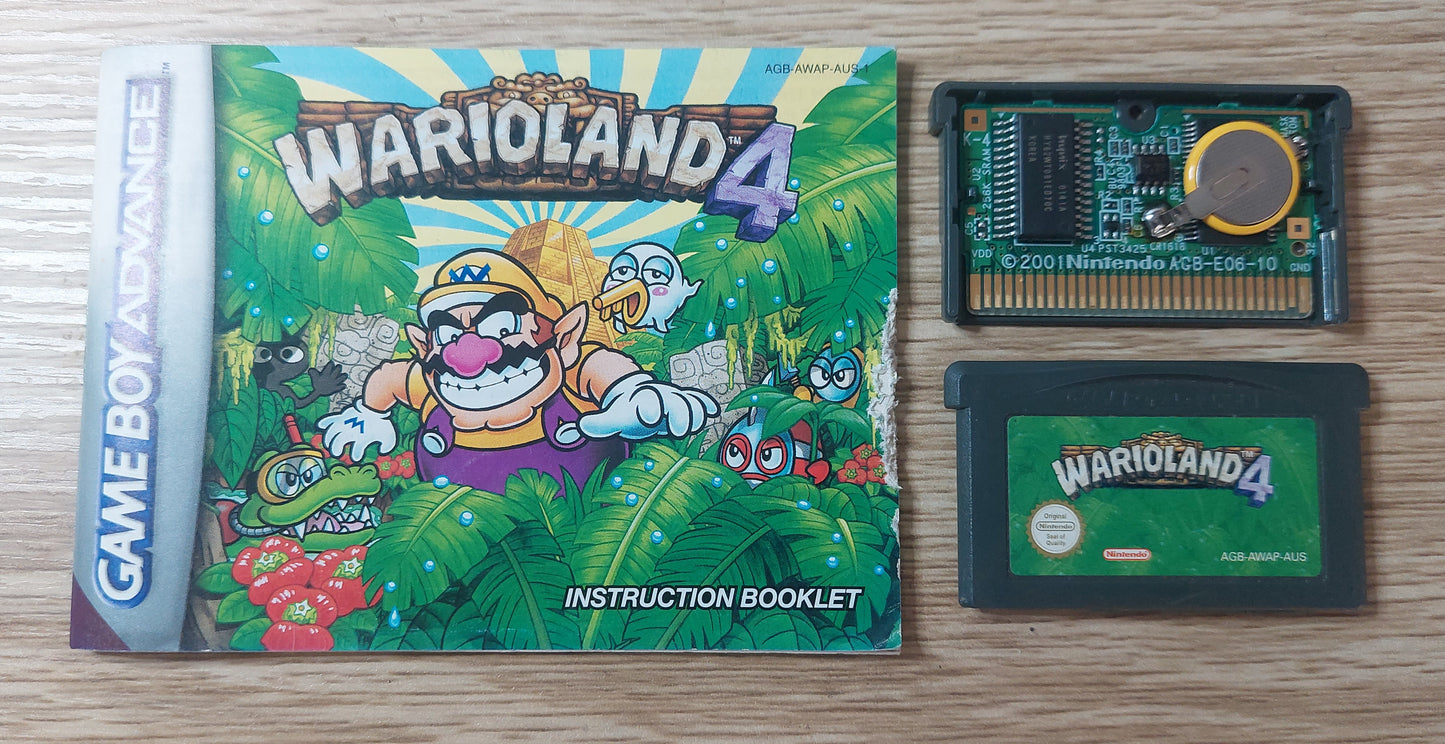 Nintendo Gameboy Advance WARIOLAND 4 AUS Cart NEW Save Battery & Original Instructions Booklet